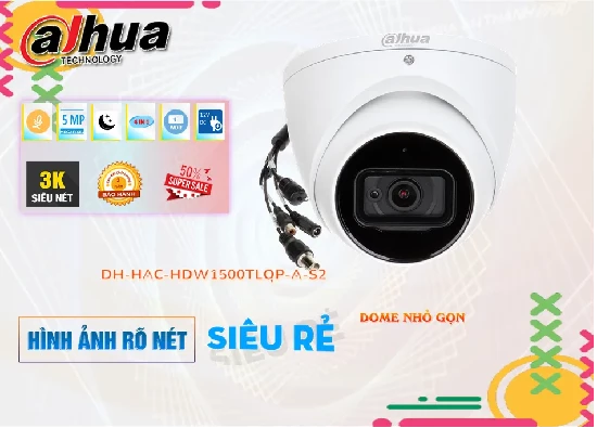   Camera Quan Sát DH-HAC-HDW1500TLQP-A-S2 Camera Dahua Thương Hiệu Uy Tín  Độ Phân Giải 5.0 MP Sử Dụng Công Nghệ AHD CVI TVI BCS Xem Ban Đêm Hồng Ngoại 30m Với Trang Bị Công Nghệ Hồng Ngoại SMD Thiết kế Kiểu Dome Kim Loại Với Chức Năng Thường Khả Chống Ngược Sáng DWDR Chất Lượng  Chíp xử lý hình ảnh CMOS phiên bản mới nhất  chuẩn nén H.265+/H.265/H.264+/H.264 lưu hình ảnh lâu hơn 