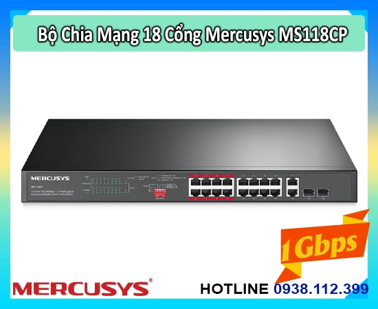 switch PoE 16 cổng MS118CP, bộ chia mạng MS118CP, switch MS118CP, switch TP-Link MS118CP, switch 16 port PoE MS118CP, switch giám sát MS118CP, switch PoE+ MS118CP