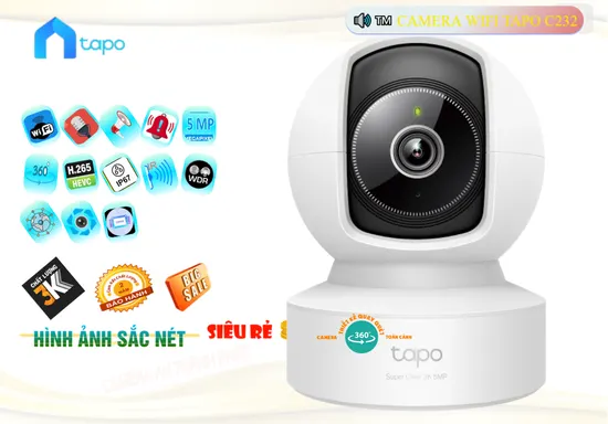  Tapo C202 chất lượng sắc nét đến 2.0 MP độ phân giải khuyên dùng khi xem trên điện thoại trang bị IP Wifi xử lý hình ảnh thiếu sáng Hồng Ngoại Smart IR Tối ưu hơn khi giám sát ban đêm Loại Camera an ninh với nền tảng IP Wifi Cho chất lượng hình ảnh sáng đẹp trung thực lăp camera những vị trí không gian rộng Xoay 360