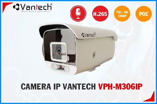  Camera IP Vantech VPH-M306IP chính hãng chất lượng cao cung cấp hình ảnh rõ nét Full HD 1080P, ghi âm thanh rõ ràng, hoạt động ổn định và bảo vệ an ninh ngoài trời dễ dàng, hiệu quả