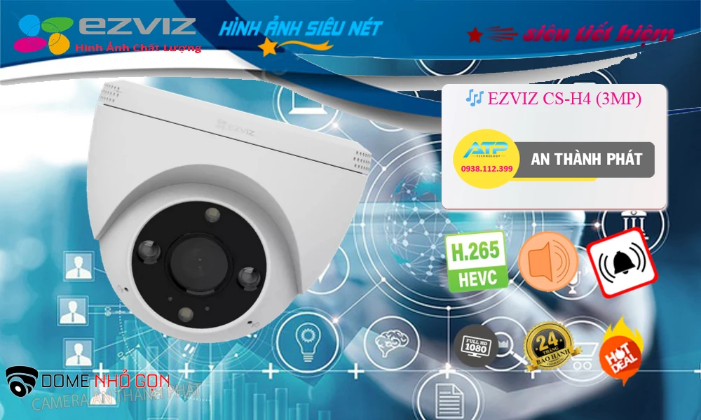 CS-H4 (3MP) Camera IP Wifi Dome Trong Nhà