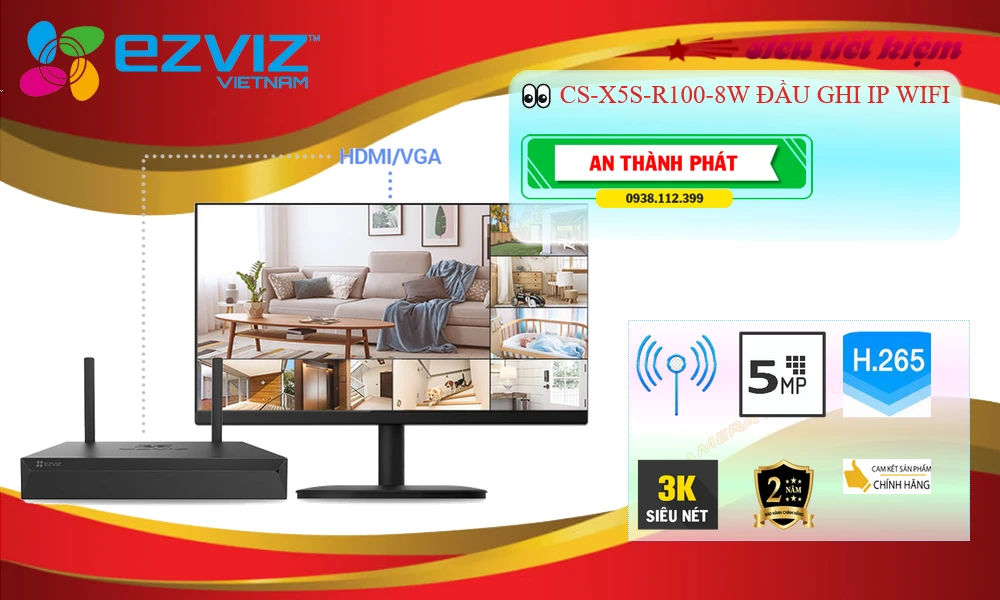 Đầu Thu Wifi Ezviz CS-X5S-R100-8W 8 Kênh Giá Rẻ