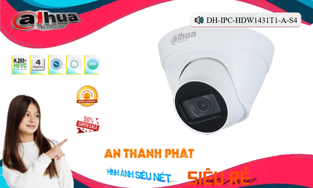 DH-IPC-HDW1431T1-A-S4 Camera Dahua Công Nghệ Mới DH-IPC-HDW1431T1-A-S4 Camera Dahua Công Nghệ Mới