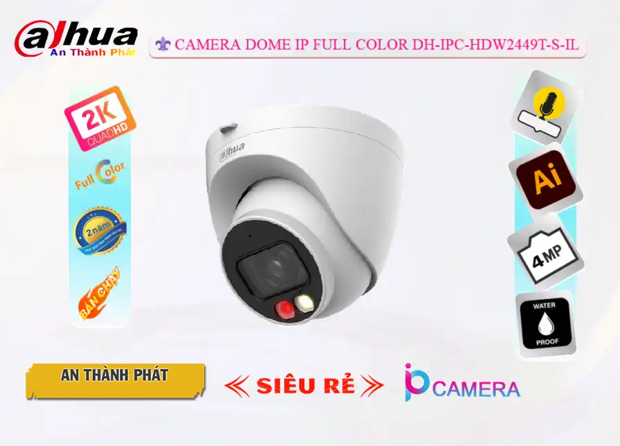 Camera Dahua Với giá cạnh tranh DH-IPC-HDW2449T-S-IL Camera Dahua Với giá cạnh tranh DH-IPC-HDW2449T-S-IL