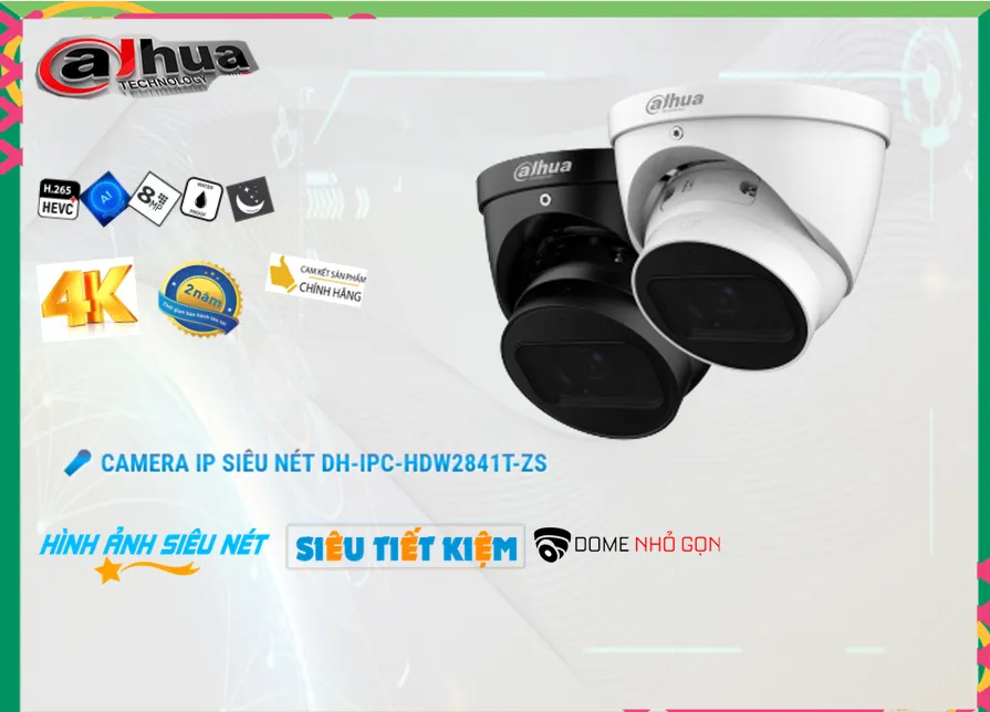 DH-IPC-HDW2841T-ZS Camera Thiết kế Đẹp Dahua ✔️ DH-IPC-HDW2841T-ZS Camera Thiết kế Đẹp Dahua ✔️