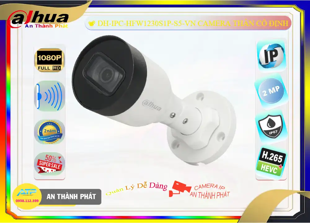 DH-IPC-HFW1230S1P-S5-VN Camera Dahua