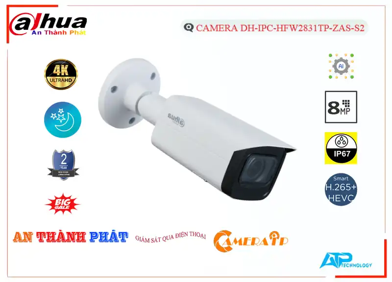 Dahua DH-IPC-HFW2831TP-ZAS-S2 Sắc Nét