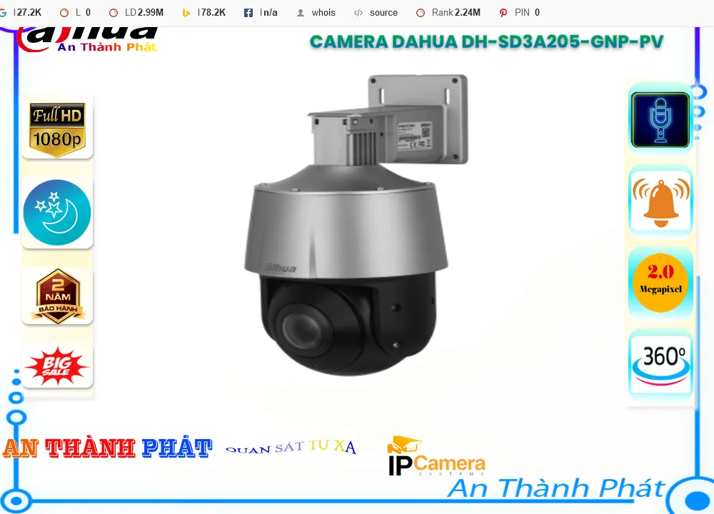 Camera Dahua DH-SD3A205-GNP-PV Tiết Kiệm Camera Dahua DH-SD3A205-GNP-PV Tiết Kiệm
