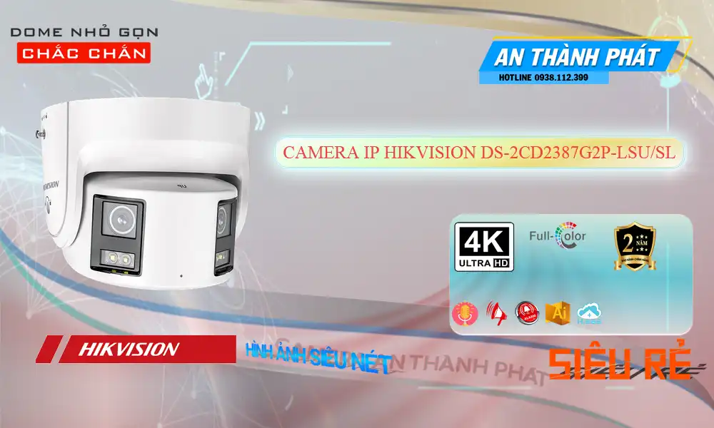 ➠  DS-2CD2387G2P-LSU/SL sắc nét Hikvision