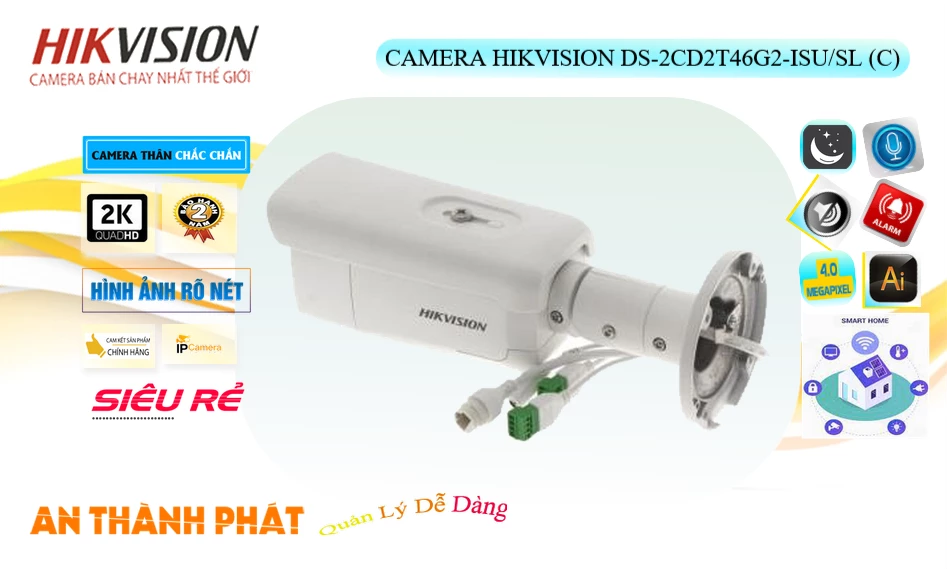 Camera DS-2CD2T46G2-ISU/SL(C) Hikvision giá rẻ chất lượng cao