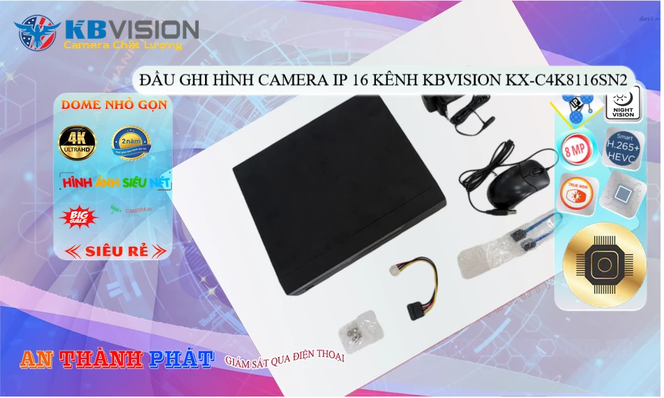 Đầu Ghi KBvision Chất Lượng KX-C4K8116SN2 Đầu Ghi KBvision Chất Lượng KX-C4K8116SN2
