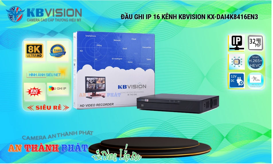 KX-DAi4K8416EN3 Đầu Thu KBvision KX-DAi4K8416EN3 Đầu Thu KBvision