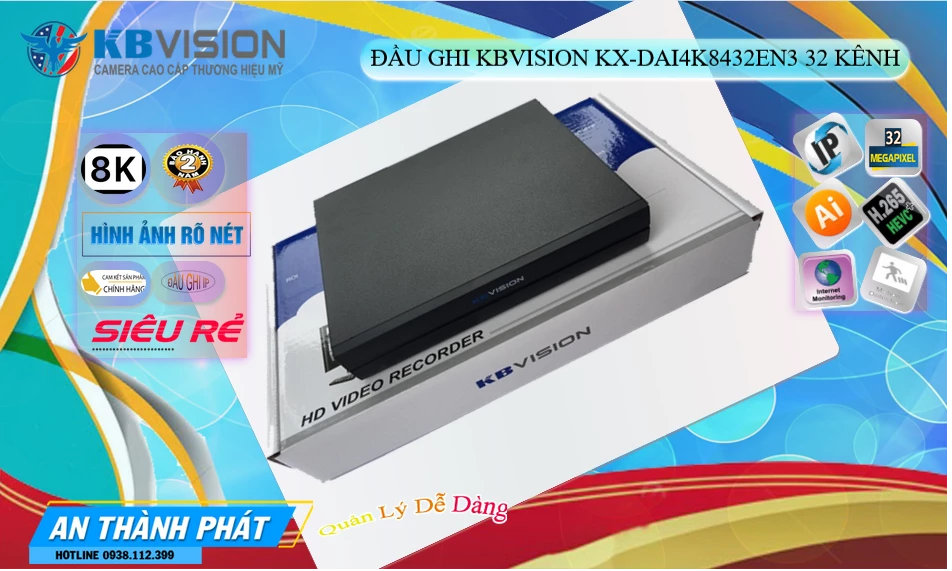 KX-DAi4K8432EN3 Đầu ghi Camera KBvision Giá rẻ