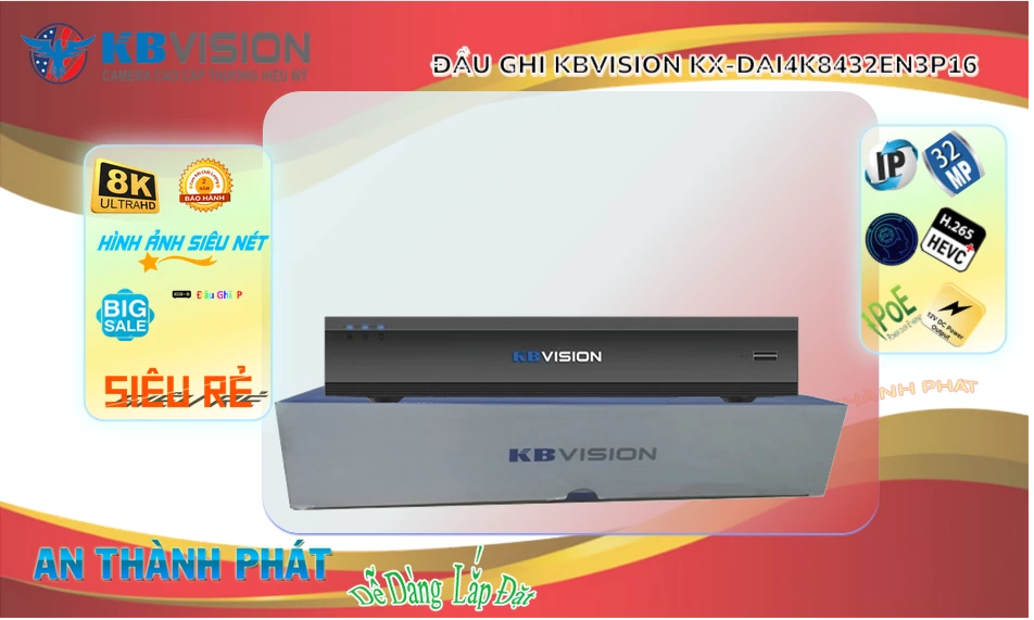 KBvision KX-DAi4K8432EN3P16 Sắc Nét ✔️ KBvision KX-DAi4K8432EN3P16 Sắc Nét ✔️