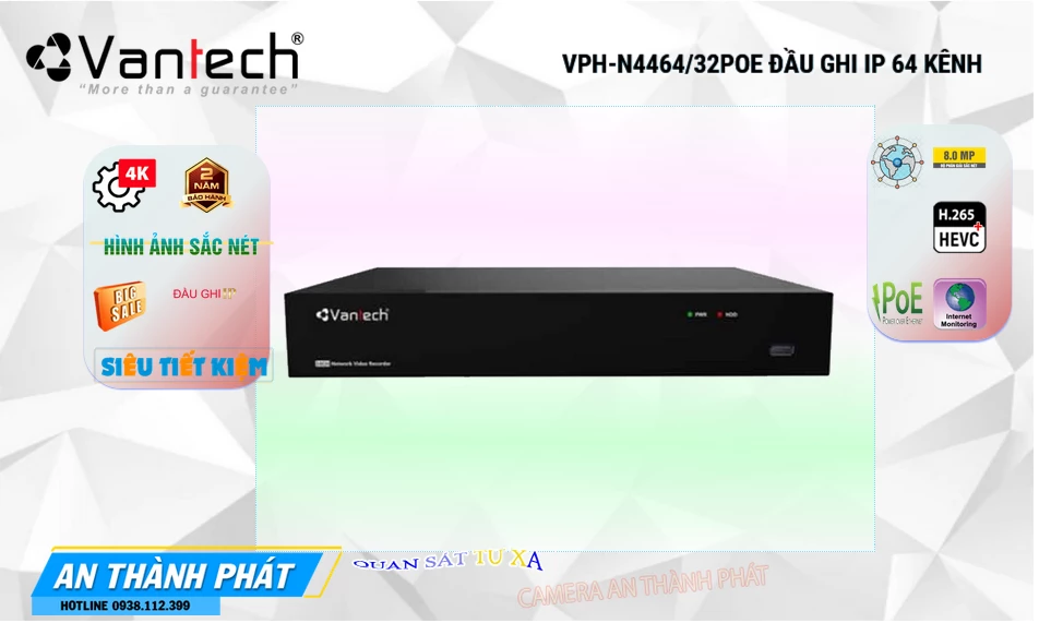 ✪  Đầu Ghi VanTech Thiết kế Đẹp VPH-N4464/32PoE