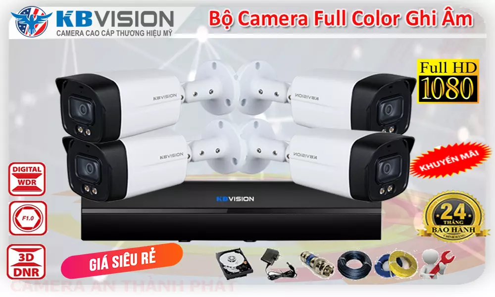 bộ camera quan sát full color trọn gói tích hợp ghi âm 